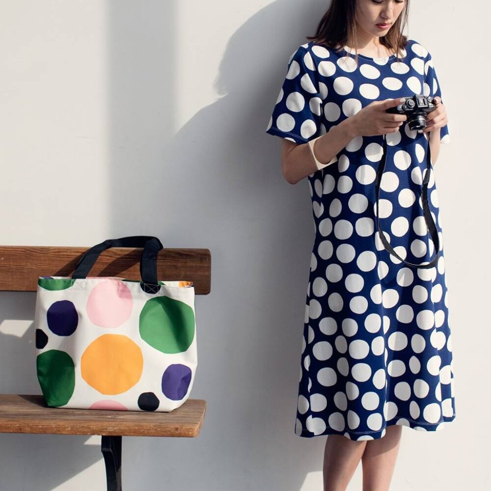 Uniqlo + Marimekko blue polkadot dress